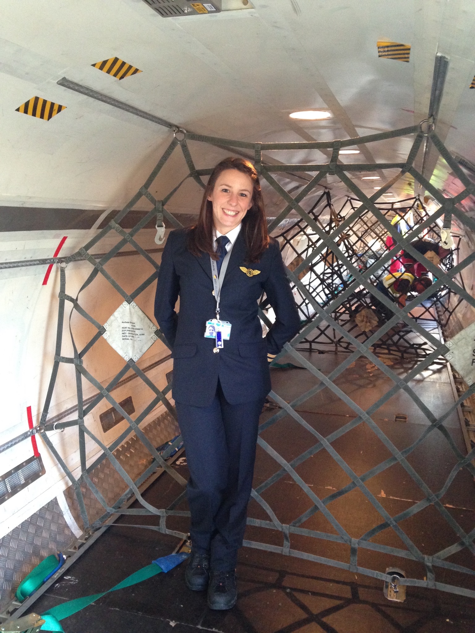 Pilot seated in a cargo cabin